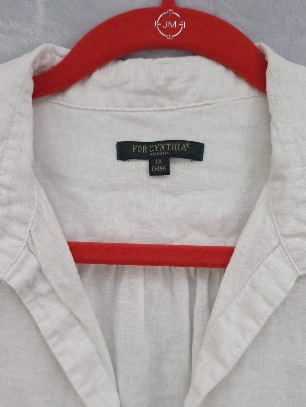 For Cynthia Off-White Women's Linen Tunic Blouse 1x Rolls Tab Sleeves Pockets - Picture 2 of 7